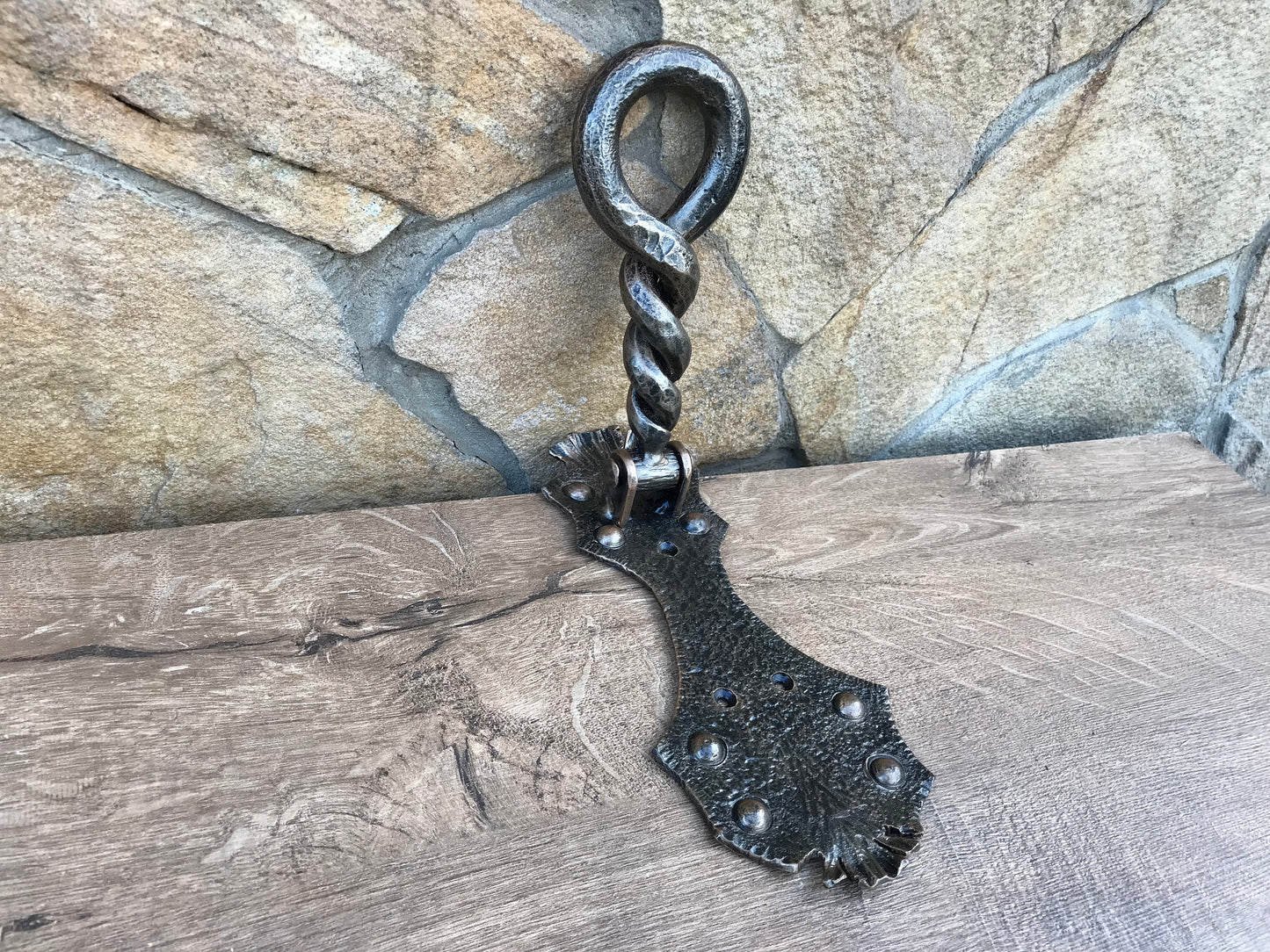 Hand forged door knocker, door pull, door handle, door knocker, mens birthday, gift for dad, husband gift, mens gift ideas, travel gift