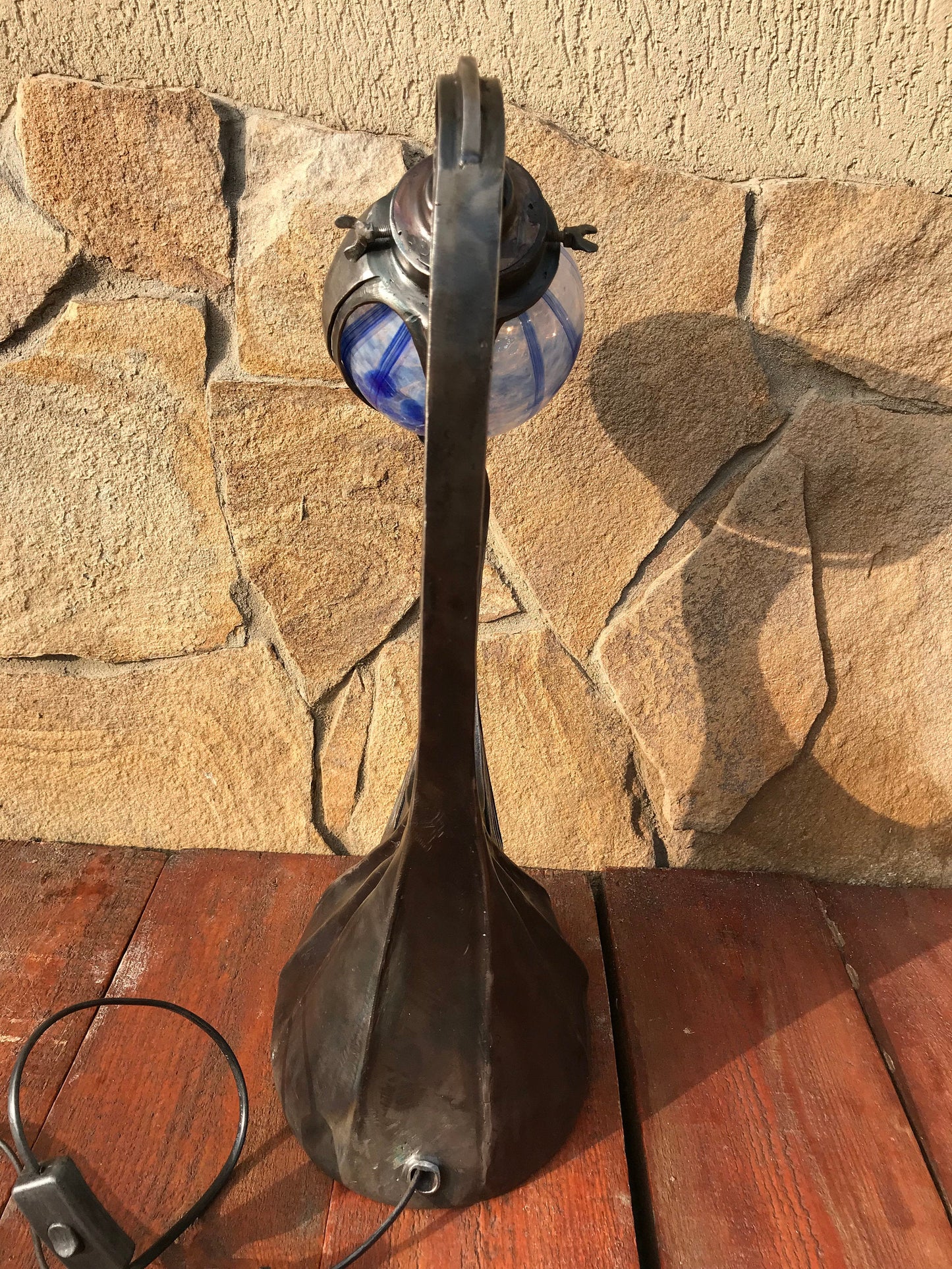 Table lamp mid century, night lamp, sconce, wall sconce, table light, table lantern, table lamp vintage, hand forged lamp, castle lamp, axe