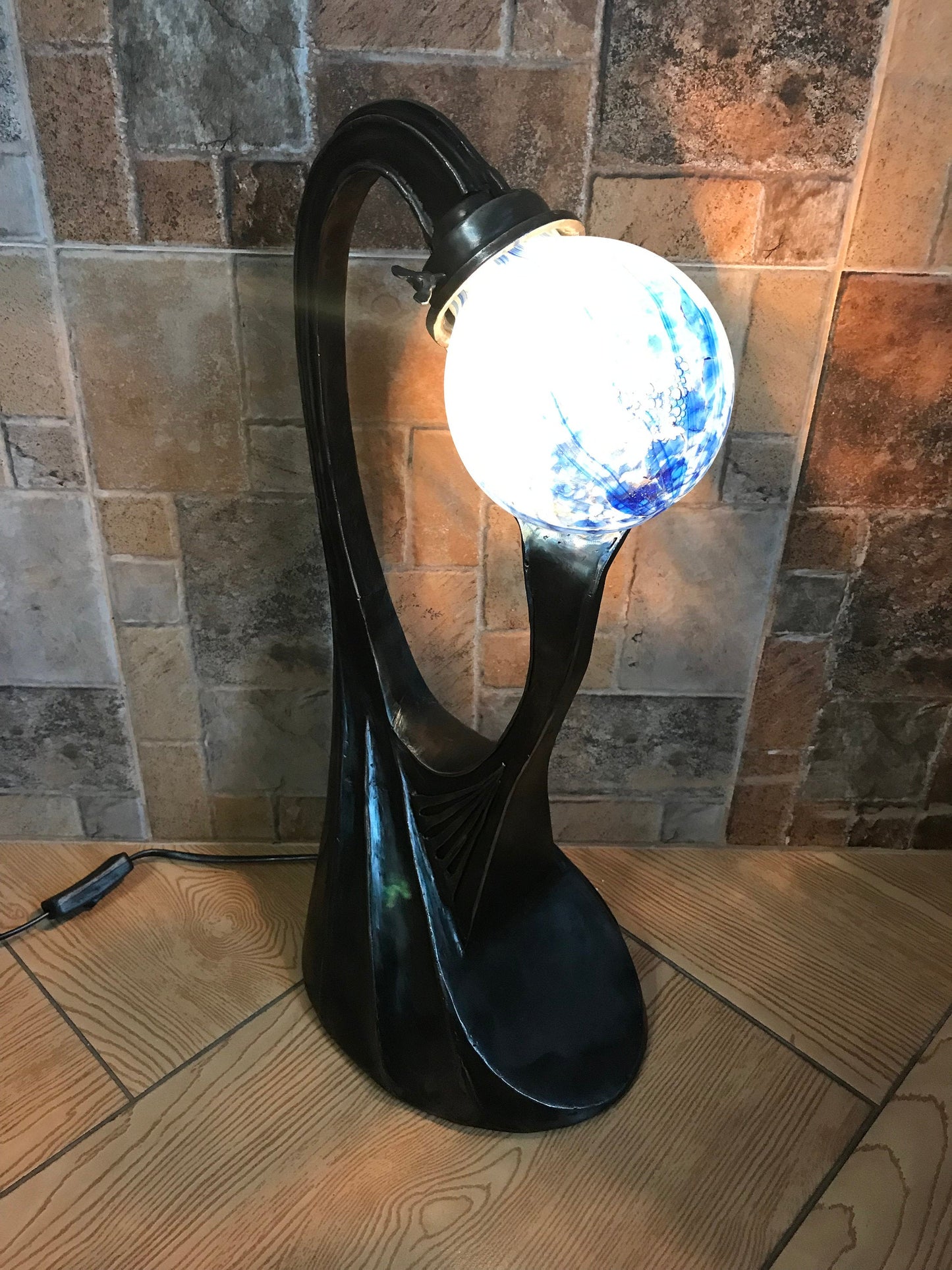 Table lamp mid century, night lamp, sconce, wall sconce, table light, table lantern, table lamp vintage, hand forged lamp, castle lamp, axe