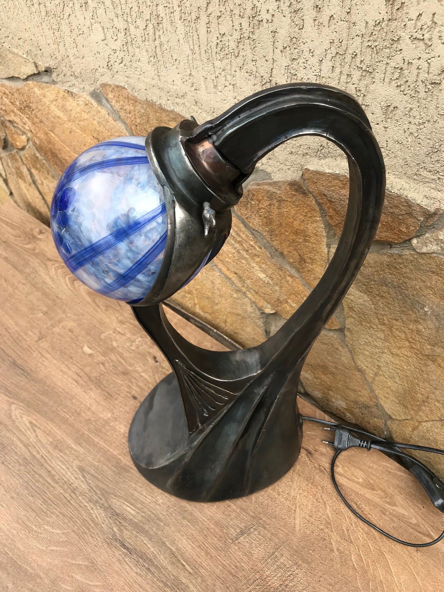 Table lamp mid century, night lamp, sconce, wall sconce, table light, table lantern, table lamp vintage, hand forged lamp, castle lamp, axe