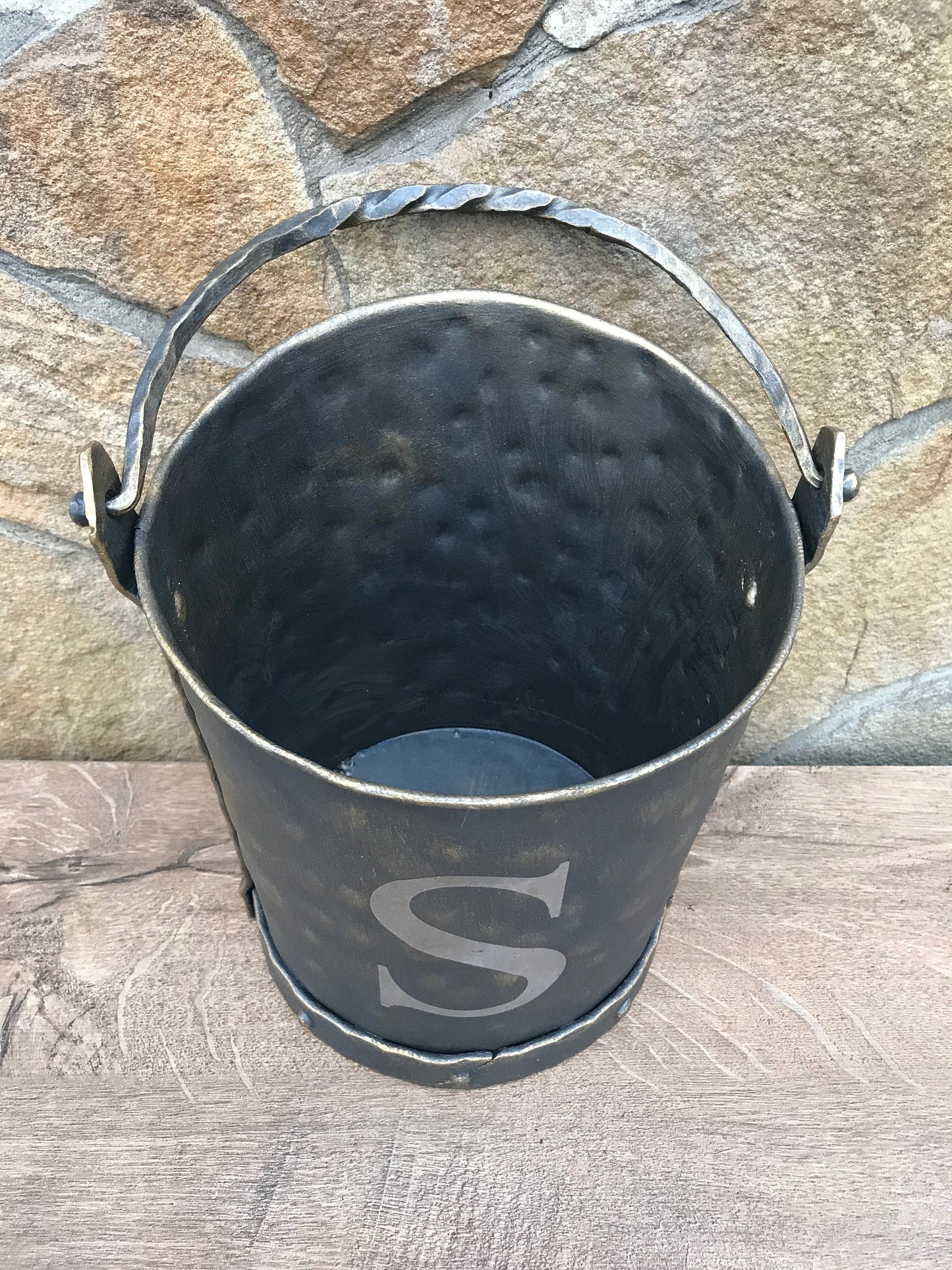 Personalized bucket, personalized gift, coal bucket, ash bucket, firewood holder, coal pail, coal scuttle, firewood bucket, fireplace decor