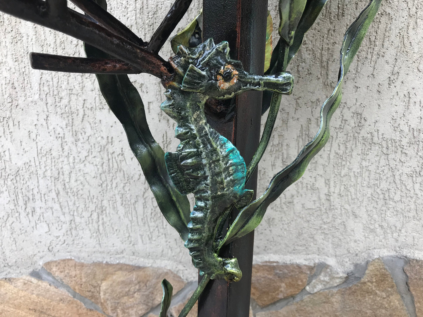 Mailbox, mail box, locking mailbox, nautical decor, coastal decor, iron gift, dolphin, sea horse, starfish, house number sign, mail box post