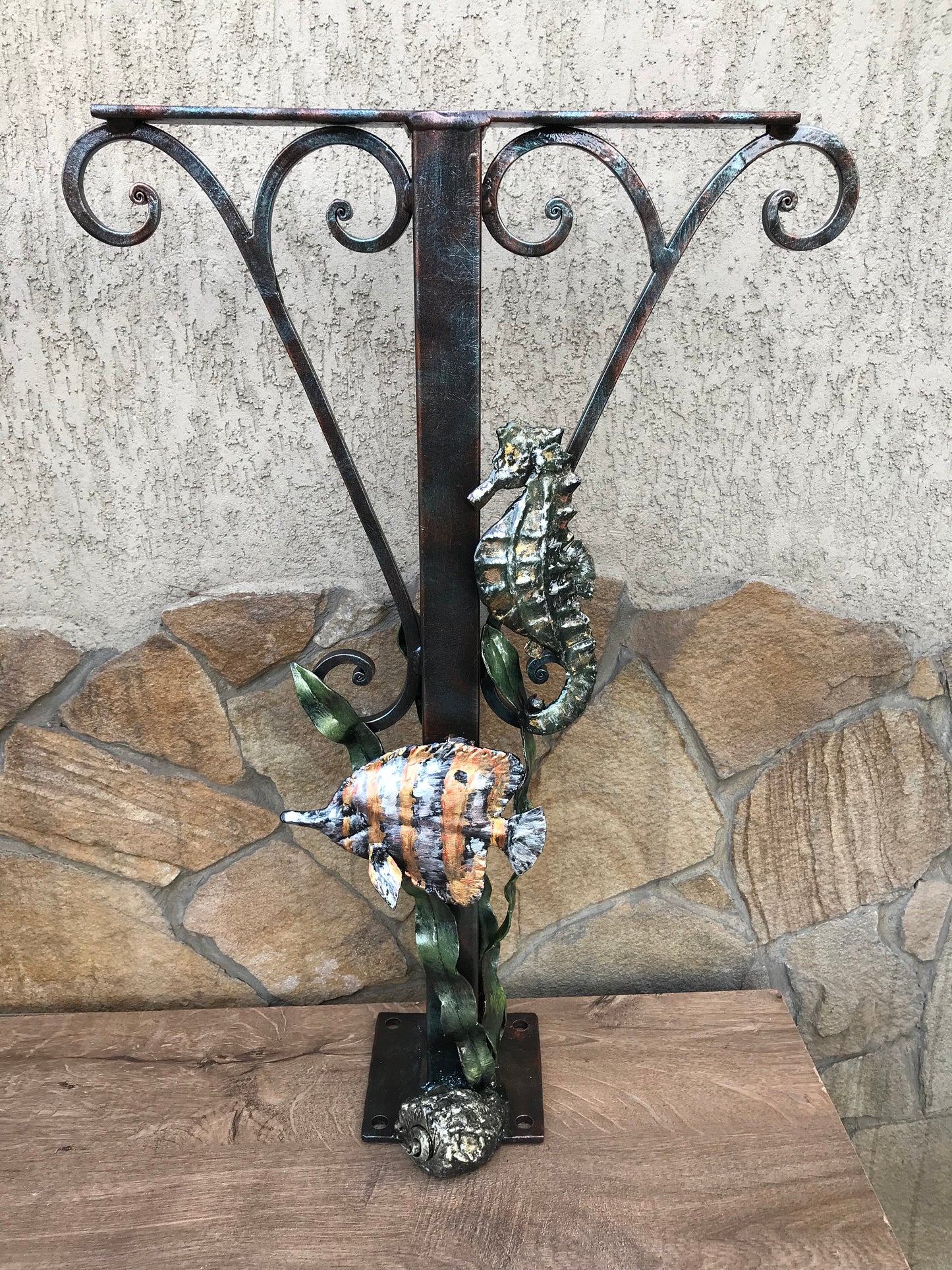 Metal legs, table legs, table base, metal table legs, steel table legs, ocean theme, coastal decor, jellyfish, seahorse,seaweeds,fish,shell