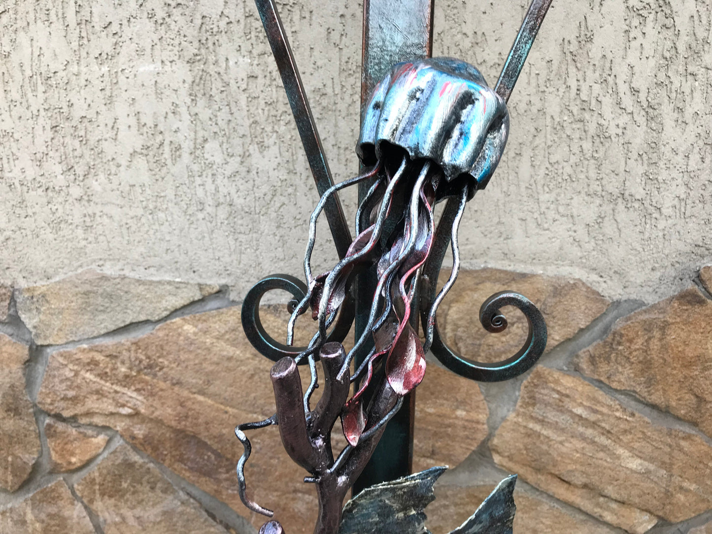 Metal legs, table legs, table base, metal table legs, steel table legs, ocean theme, coastal decor, jellyfish, seahorse,seaweeds,fish,shell
