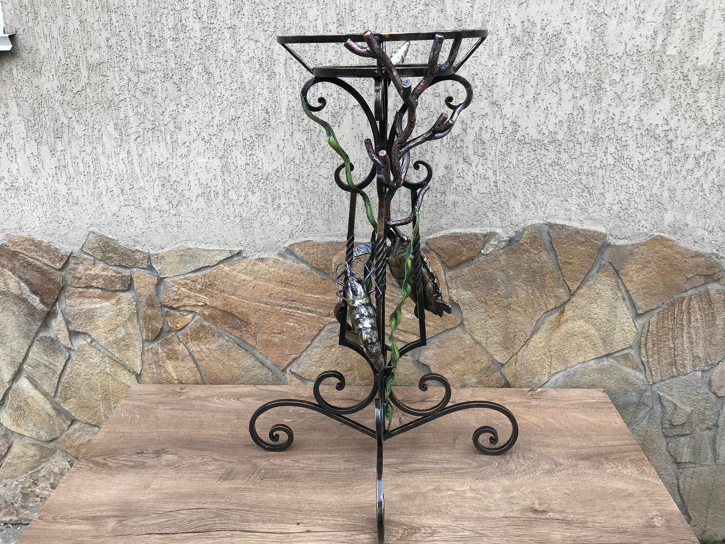 Floor planter, plant holder, gift for grandma, floor plant pot, plant stand, turtle, coral, seaweeds,stingray,shell,ocean theme,costal decor