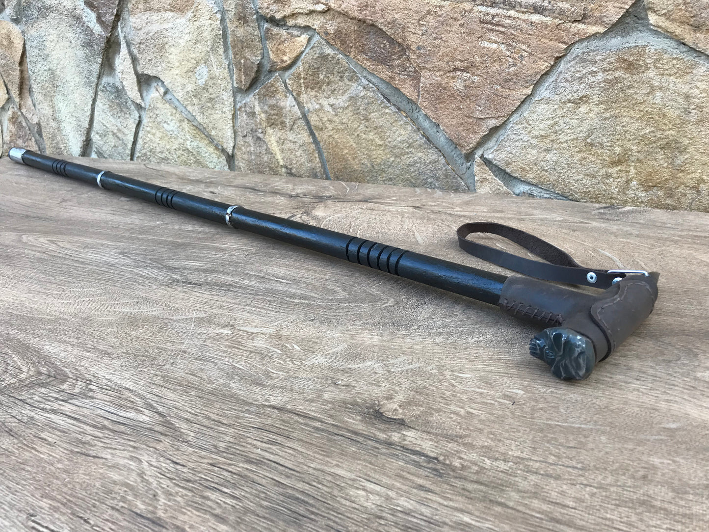 Skull cane, railrod spike, walking cane, skull, walking stick, walking stick cane, cane, wooden gift, iron gift for men, stick, mens gifts