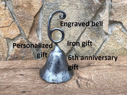 6th anniversary gift, iron gifts, iron bell,hand forged bell,metal bell,6 year anniversary,iron gift,iron gift idea,bell,wedding anniversary
