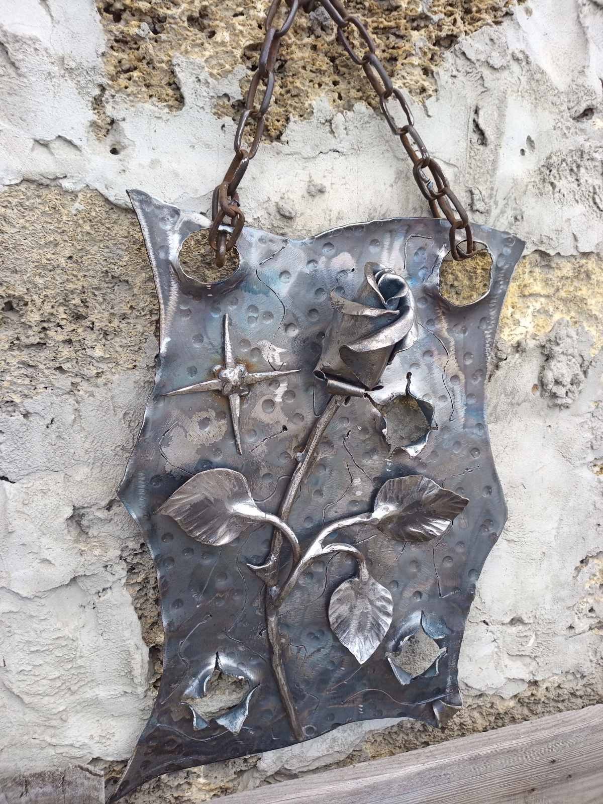 Personalized iron gift, iron rose, iron scroll, metal plaque, iron gifts, iron gift for her, iron sculpture, chain, iron anniversary gift