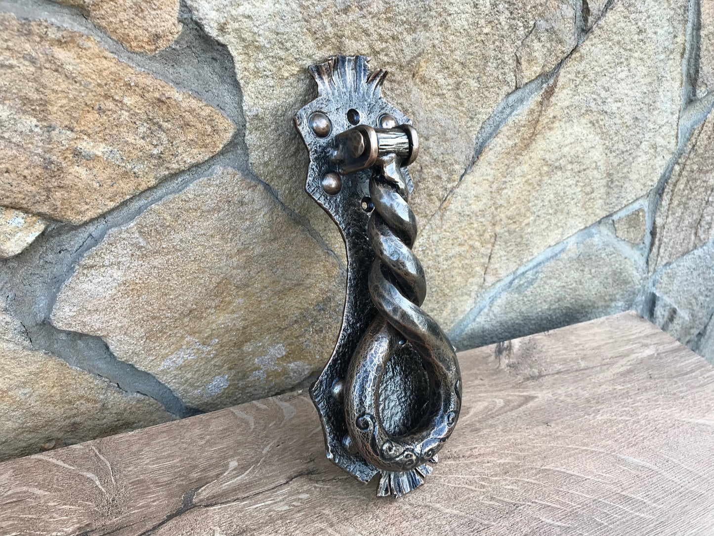 Hand forged door knocker, door pull, door handle, door knocker, mens birthday, gift for dad, husband gift, mens gift ideas, travel gift