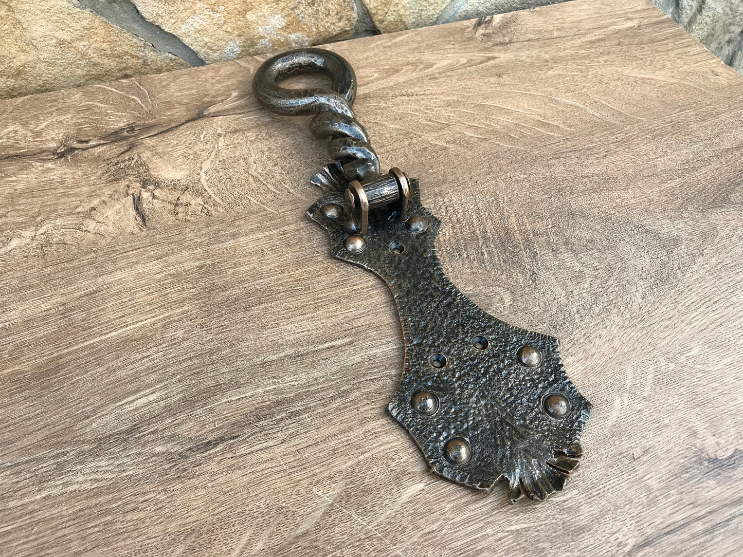 Hand forged door knocker, door pull, door handle, door knocker, mens birthday, gift for dad, husband gift, mens gift ideas, travel gift