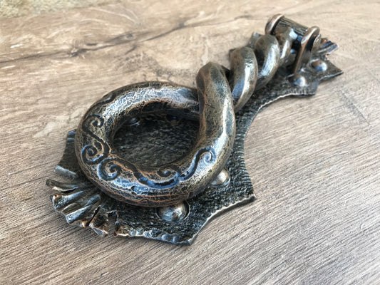 Hand forged door knocker, door pull, door handle, door knocker, mens birthday, gift for dad, husband gift, mens gift ideas, travel gift