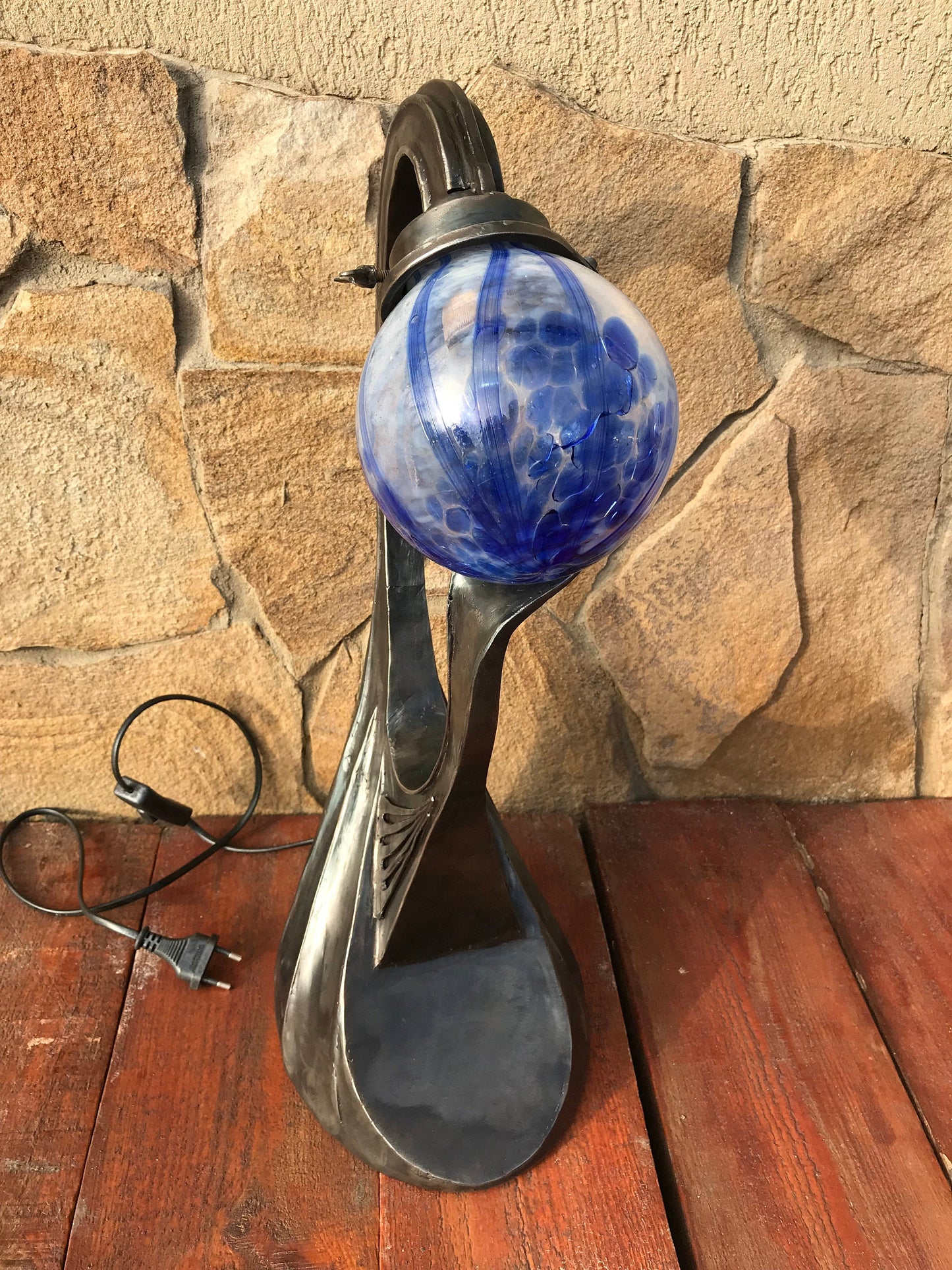 Table lamp mid century, night lamp, sconce, wall sconce, table light, table lantern, table lamp vintage, hand forged lamp, castle lamp, axe