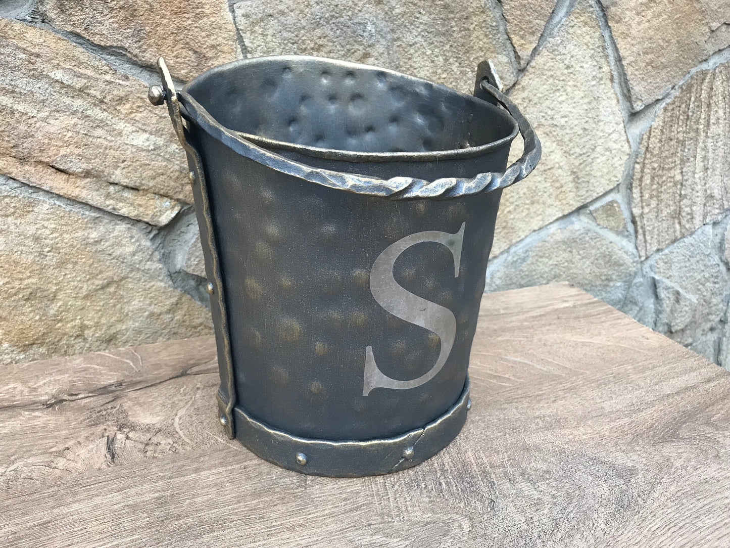Personalized bucket, personalized gift, coal bucket, ash bucket, firewood holder, coal pail, coal scuttle, firewood bucket, fireplace decor