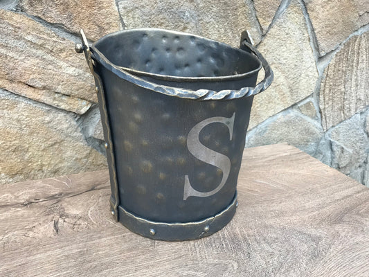Personalized bucket, personalized gift, coal bucket, ash bucket, firewood holder, coal pail, coal scuttle, firewood bucket, fireplace decor