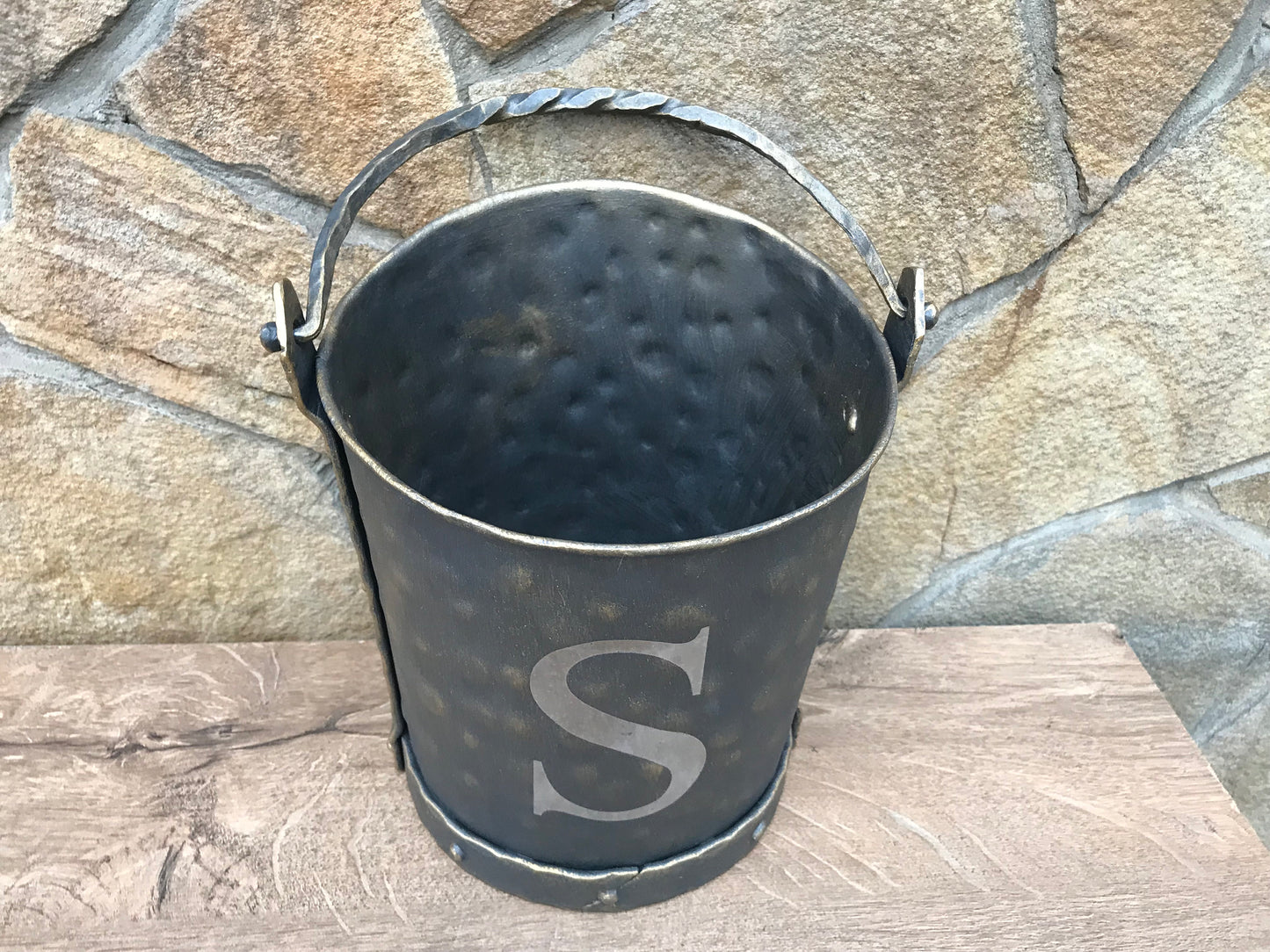 Personalized bucket, personalized gift, coal bucket, ash bucket, firewood holder, coal pail, coal scuttle, firewood bucket, fireplace decor