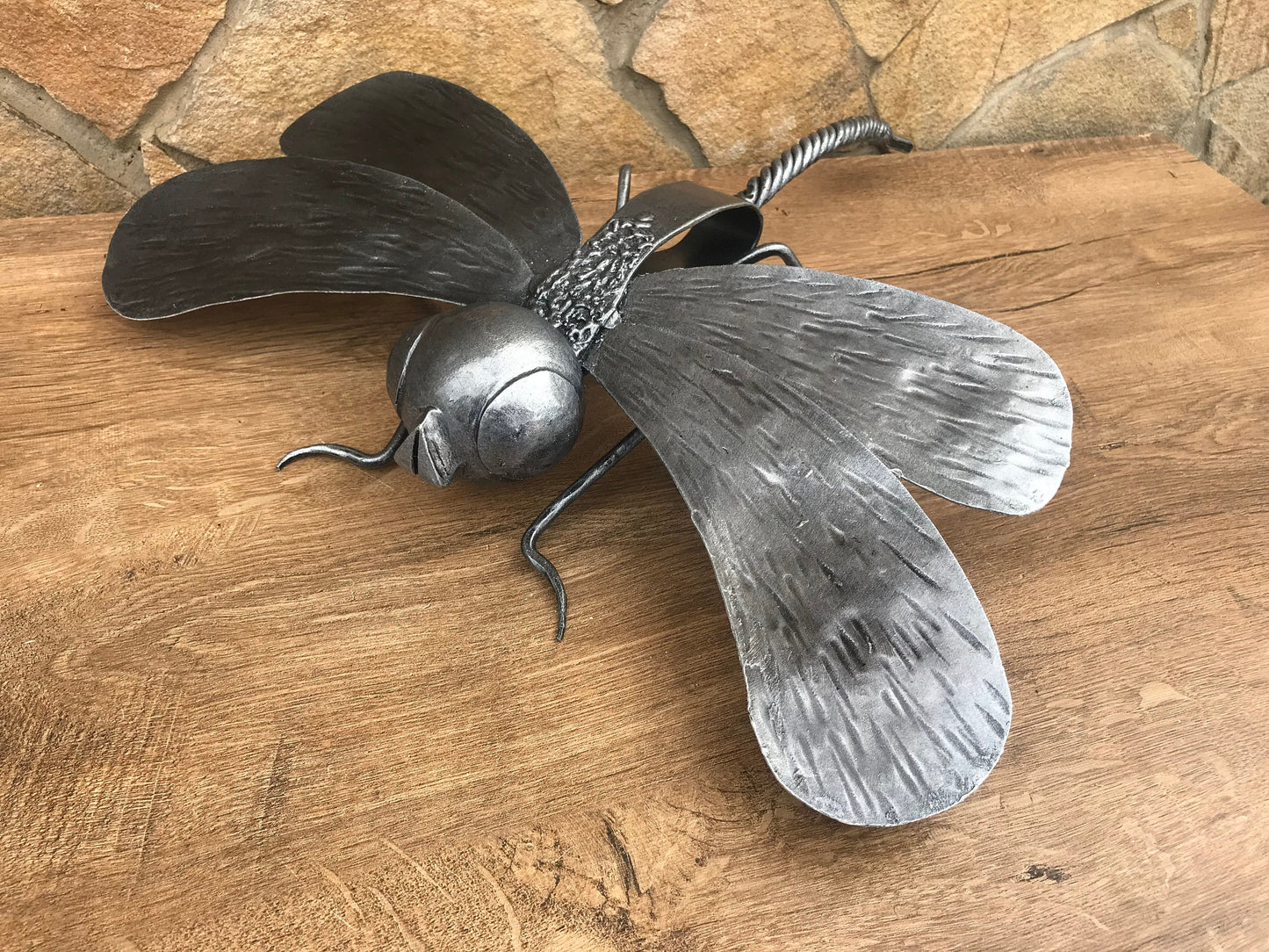 Hand forged dragonfly, dragonfly, iron gift, iron anniversary, insects, insect art, insect costume, outdoor gift, garden decor, yard art,axe