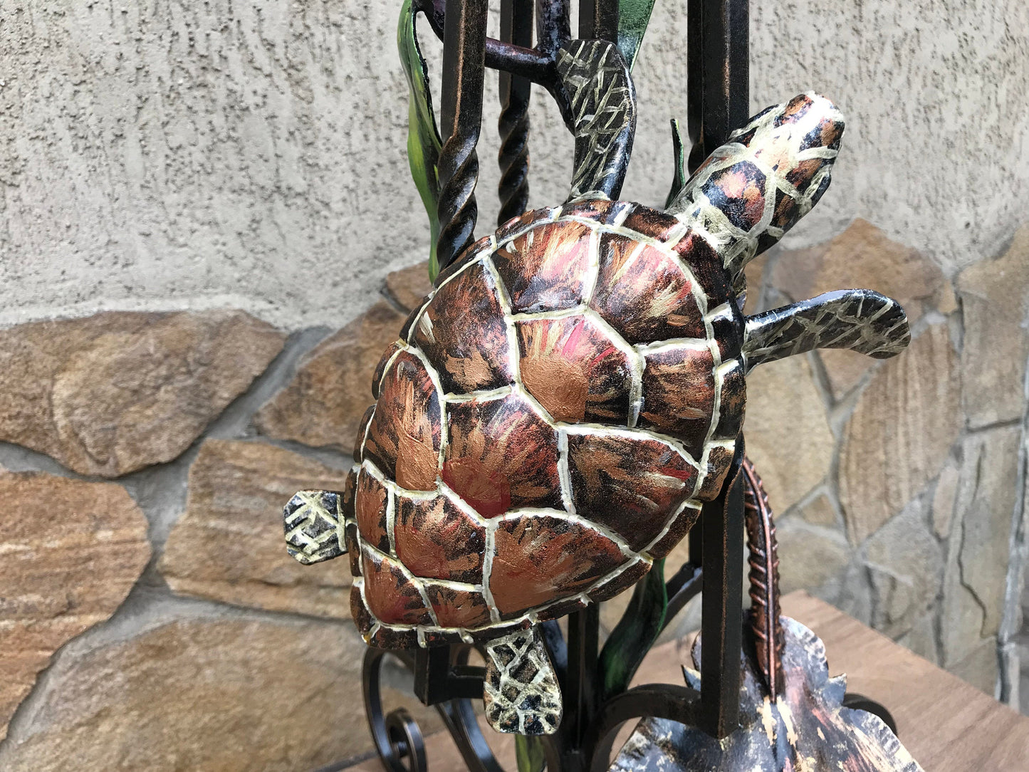 Floor planter, plant holder, gift for grandma, floor plant pot, plant stand, turtle, coral, seaweeds,stingray,shell,ocean theme,costal decor
