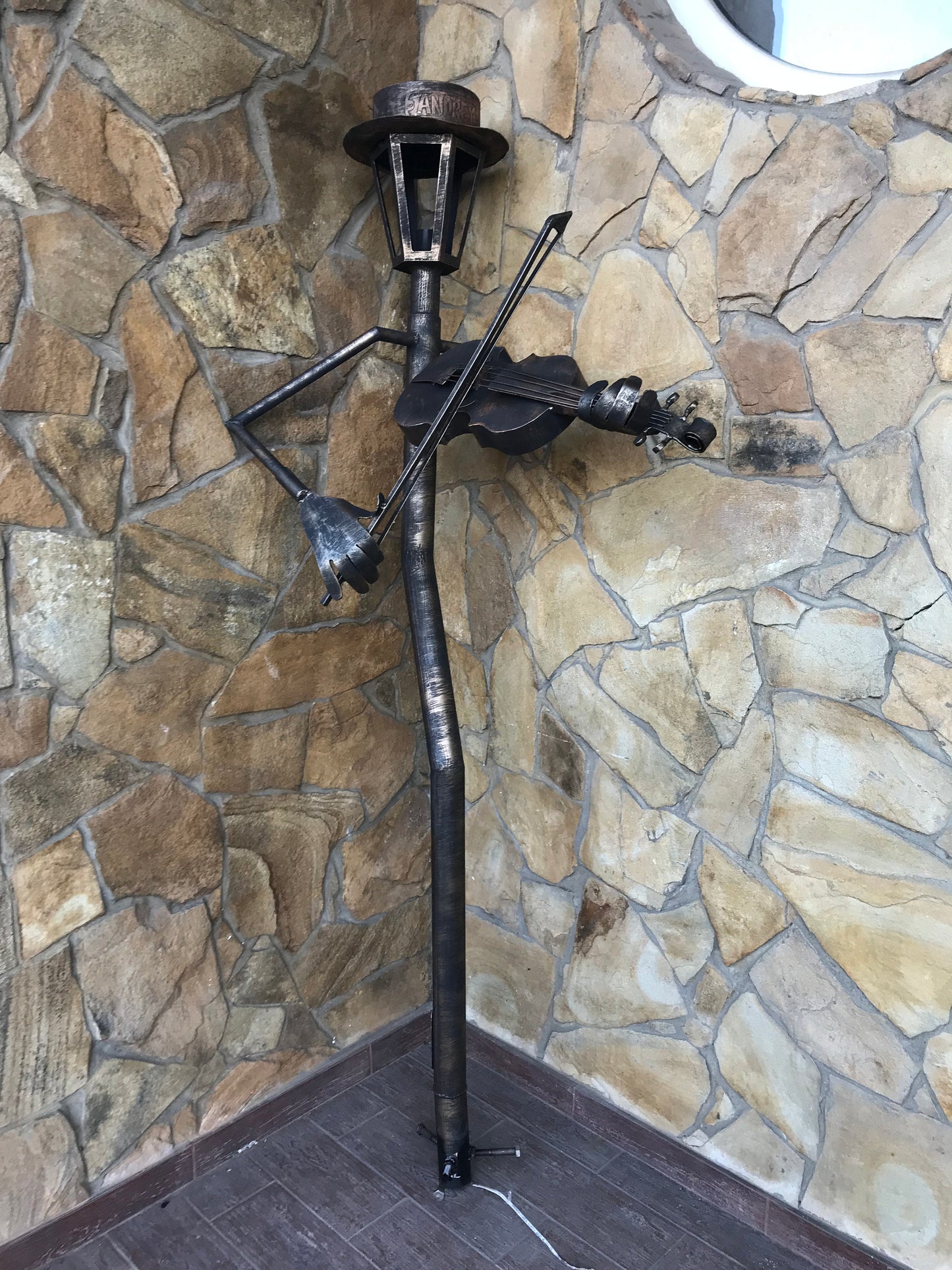 Personalized sconce, garden lantern, sconce, lantern, musician, violin, music gift, garden decor, garden sculpture, yard lantern,wall sconce