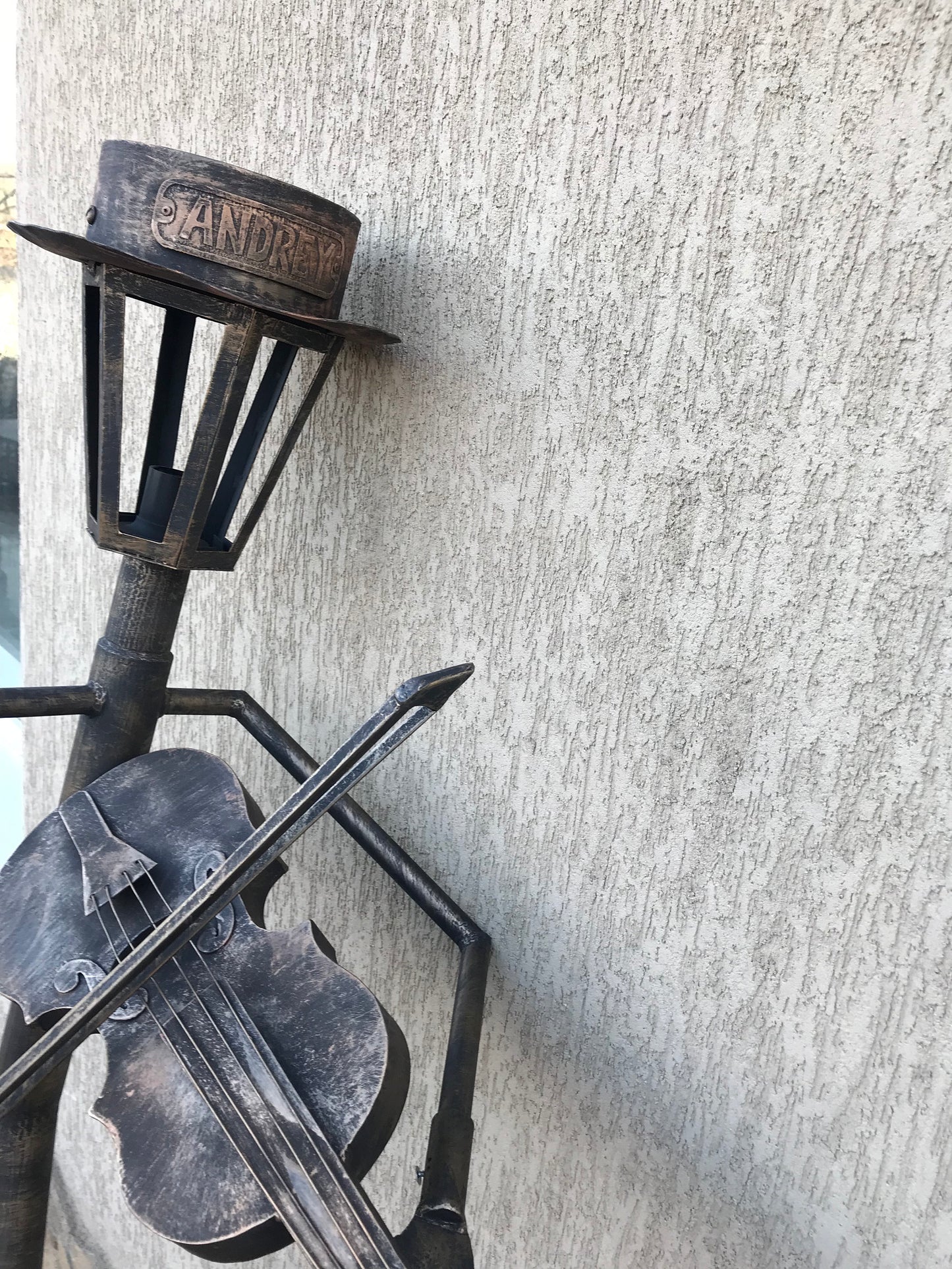 Personalized sconce, garden lantern, sconce, lantern, musician, violin, music gift, garden decor, garden sculpture, yard lantern,wall sconce