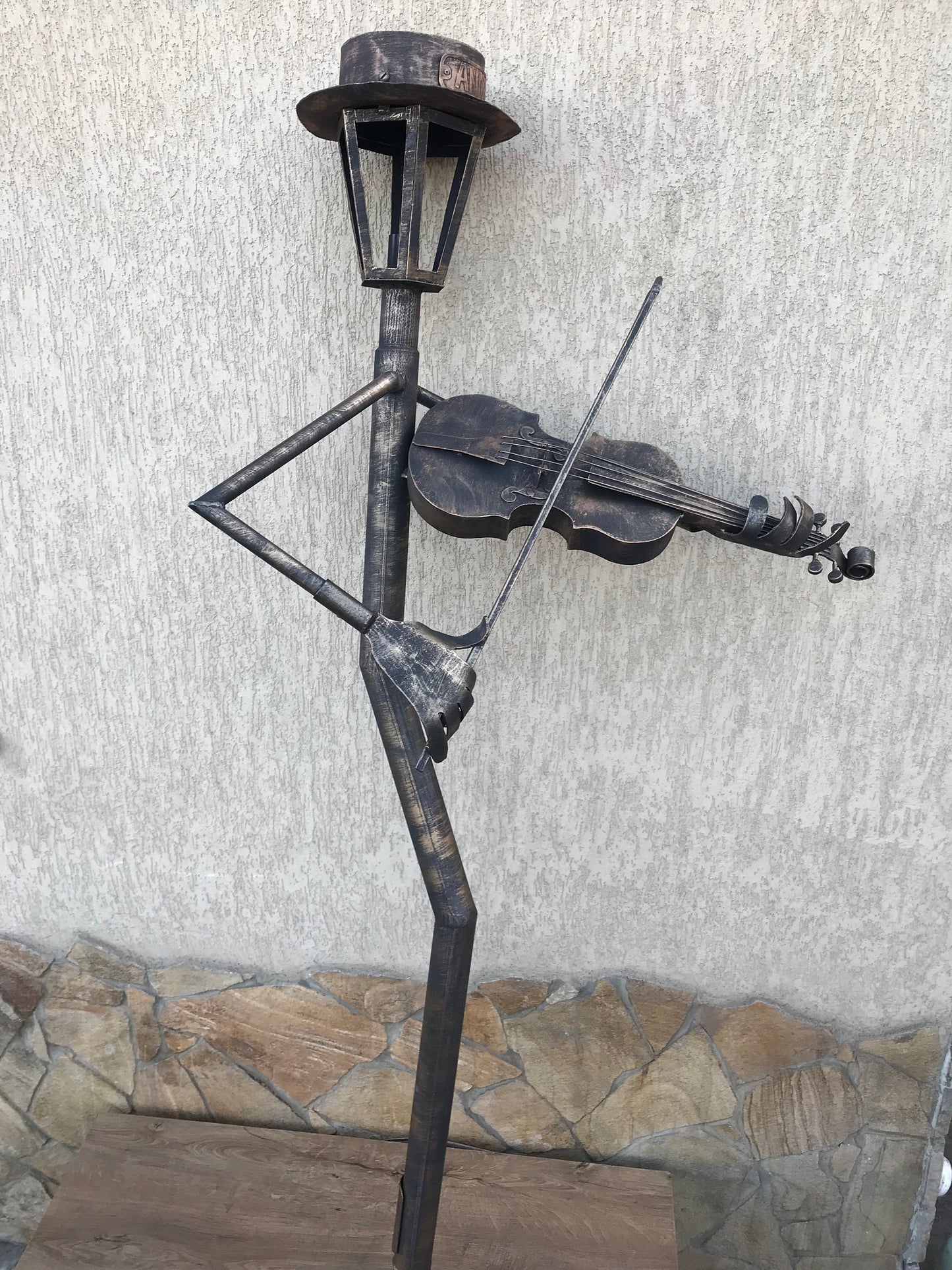 Personalized sconce, garden lantern, sconce, lantern, musician, violin, music gift, garden decor, garden sculpture, yard lantern,wall sconce
