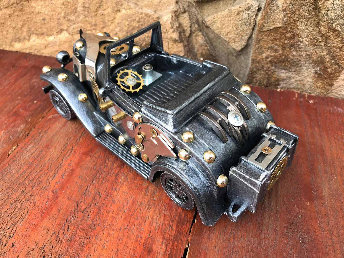Steampunk car, car, retro car, industrial car, steampunk gift, DIY, steampunk machine, gears, industrial gift, junk art, car collectables