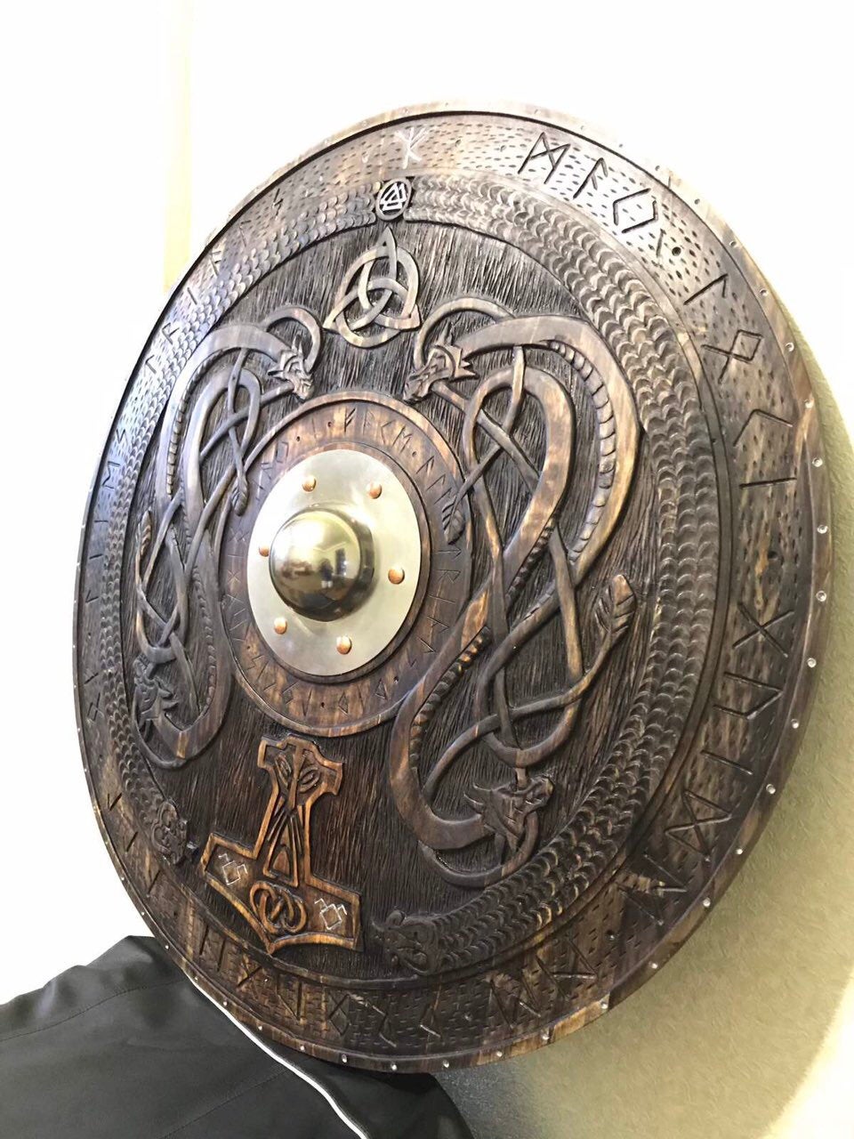 Runic shield, Thor, dragon, triskele, shield, viking shield, medieval, cosplay shield, mens gift,runes,Celtic shield,medieval shield,vikings