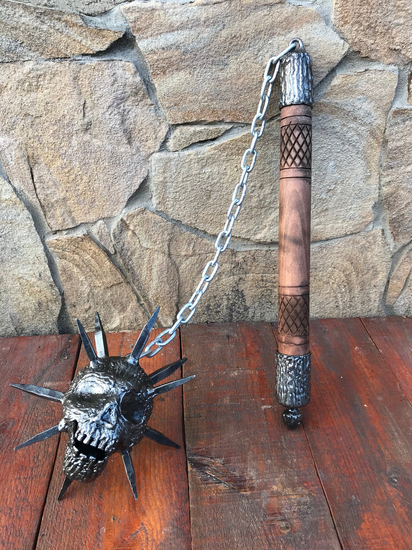 Mace, flail, chain flail, creepy, horror, death, Halloween, skull gift, mens gifts, gift for men, axe, military skull, skeleton, skull armor