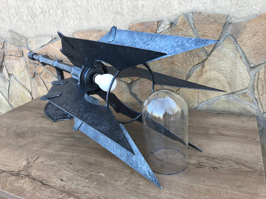 Wall sconce, Saurons mace, mace, sconce light, Sauron, hand forged mace, hand forged sconce, cosplay weapon, viking axe