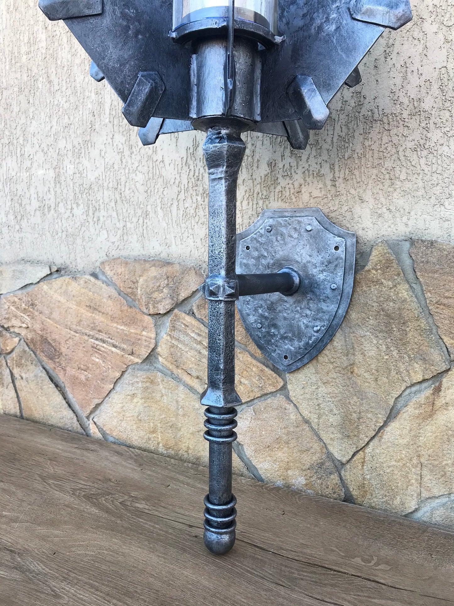 Wall sconce, Saurons mace, mace, sconce light, Sauron, hand forged mace, hand forged sconce, cosplay weapon, viking axe