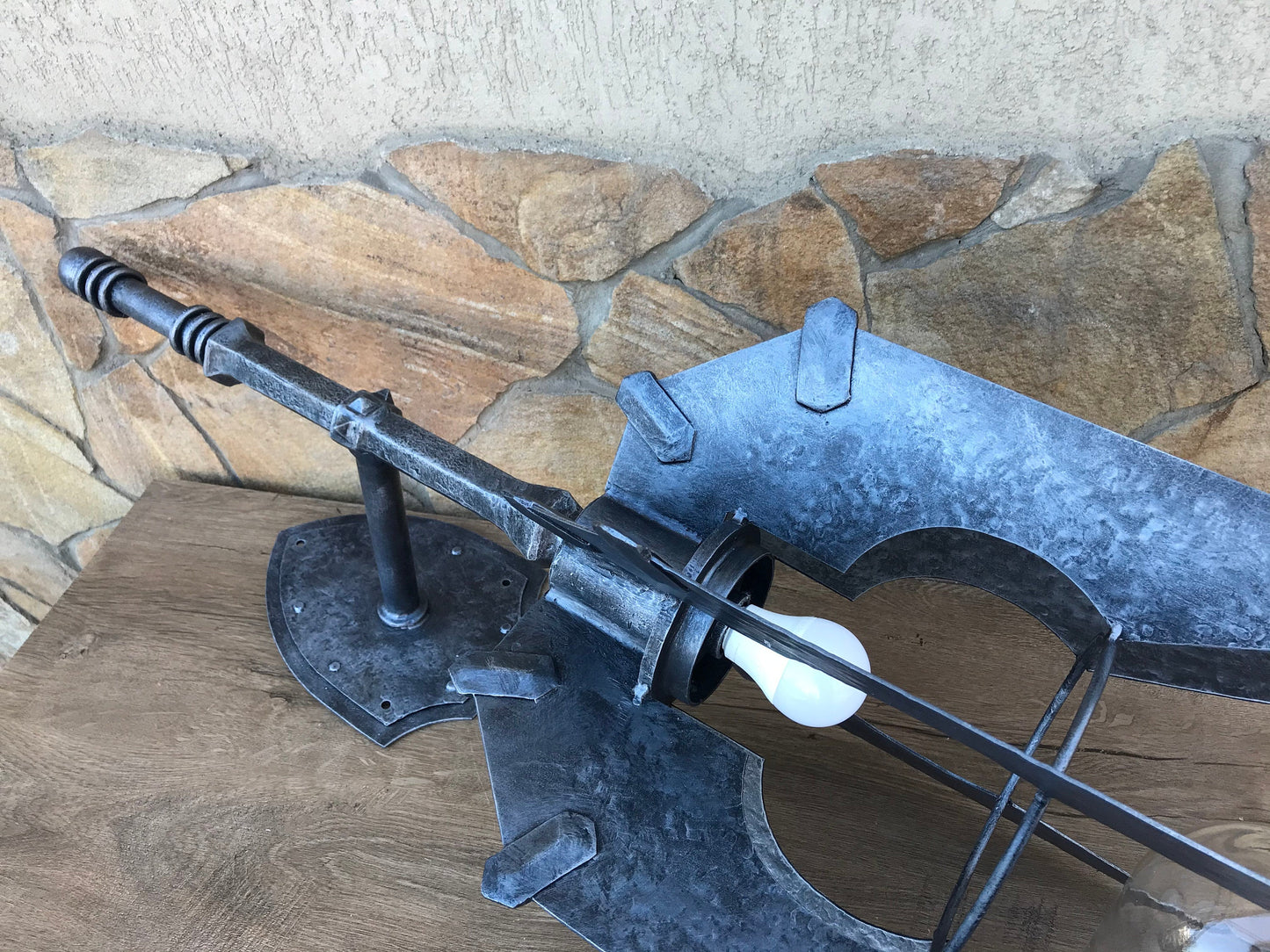 Wall sconce, Saurons mace, mace, sconce light, Sauron, hand forged mace, hand forged sconce, cosplay weapon, viking axe