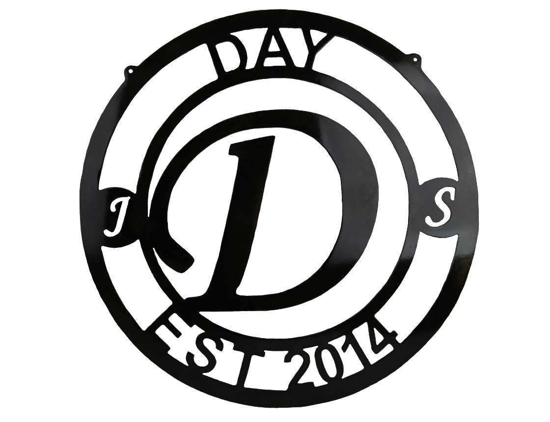 Metal monogram sign, metal name sign, family established, door hanger, personalized sign, surname sign, door wreath, custom sign, last name