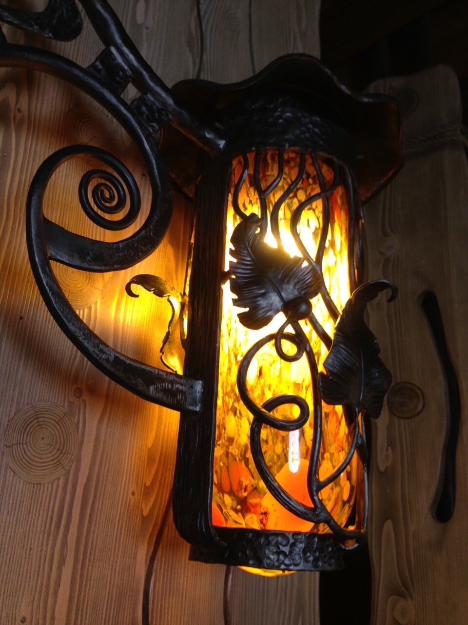 Sconce, lamp, lantern, renovation, Mothers Day, birthday, anniversary, porch, ForgedCommodities, blacksmith, hand forged, wow gift, medieval