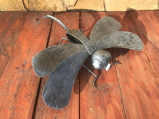 Hand forged dragonfly, dragonfly, iron gift, iron anniversary, insects, insect art, insect costume, outdoor gift, garden decor, yard art,axe