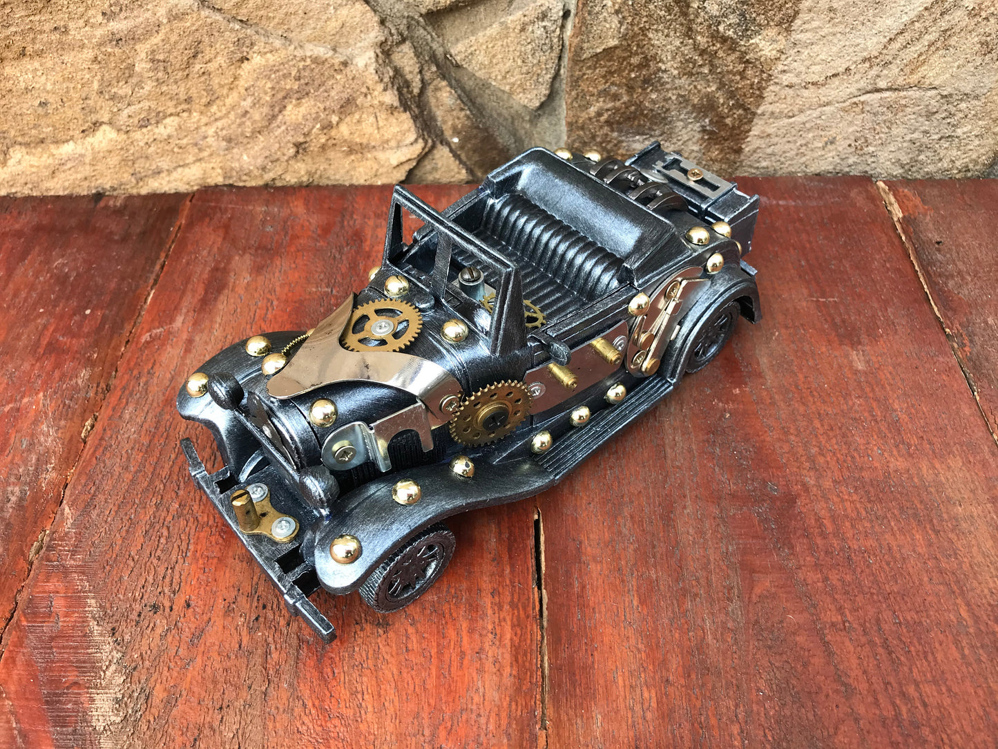 Steampunk car, car, retro car, industrial car, steampunk gift, DIY, steampunk machine, gears, industrial gift, junk art, car collectables