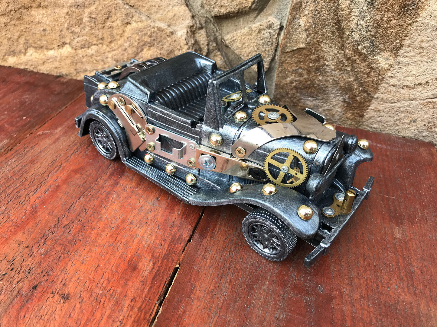 Steampunk car, car, retro car, industrial car, steampunk gift, DIY, steampunk machine, gears, industrial gift, junk art, car collectables
