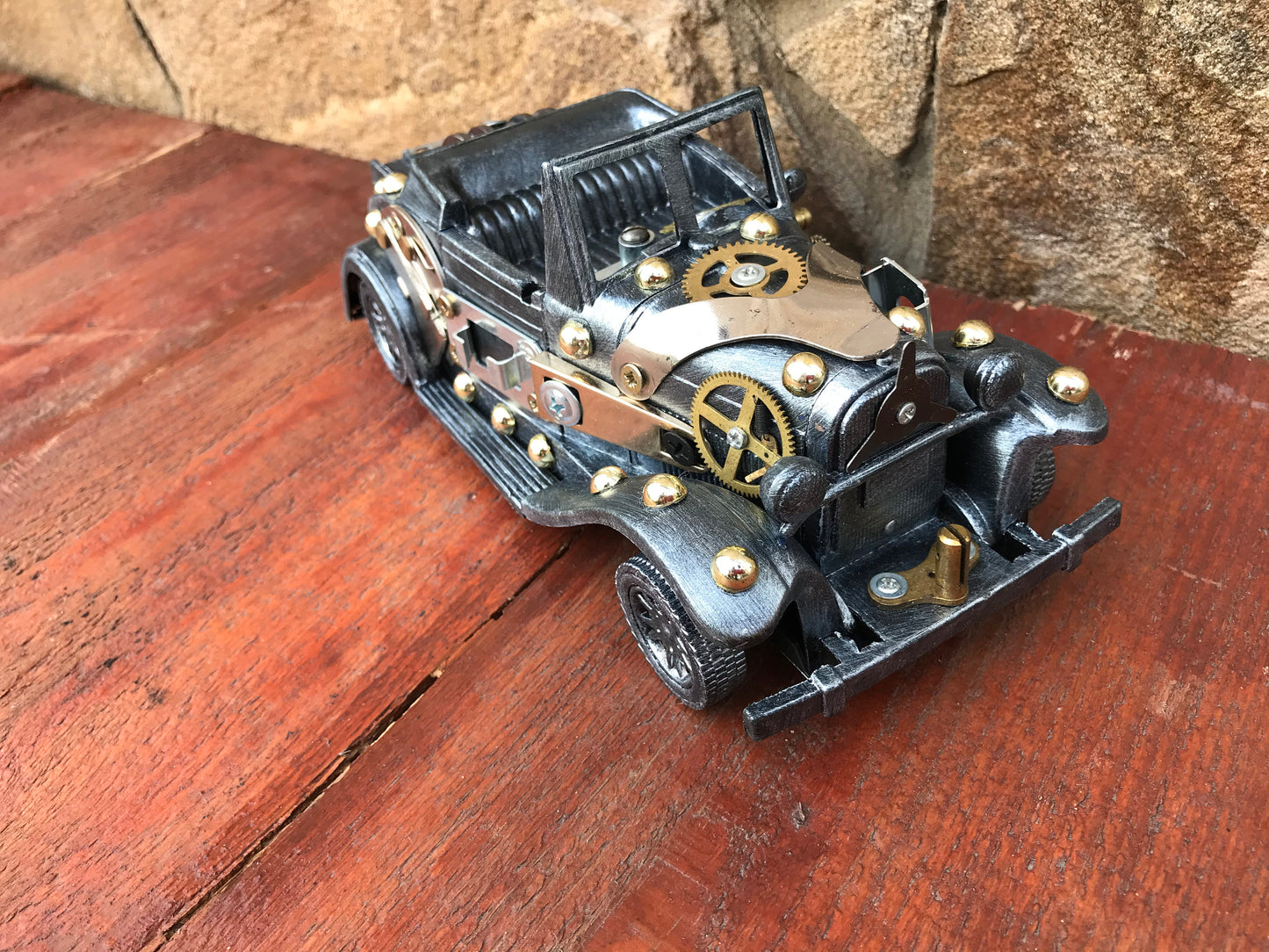 Steampunk car, car, retro car, industrial car, steampunk gift, DIY, steampunk machine, gears, industrial gift, junk art, car collectables