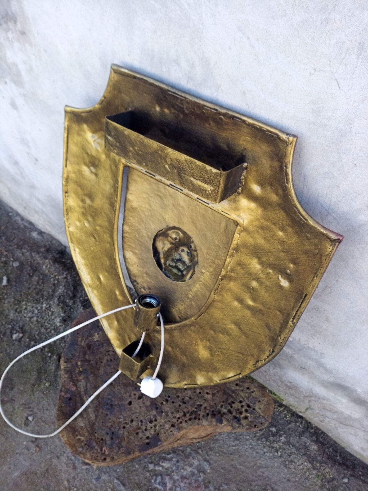 Wall sconce, lion, shield, viking shield, man cave, sconce, sconce light, graduation gift, retirement gift, wall lamp, viking decor, vikings
