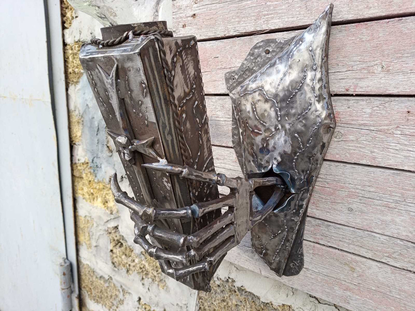 Skull sconce, horror light, wall sconce, scary, coffin, skeleton, zombie, Halloween, creepy lamp, Gothic, castle sconce, Day of the Dead