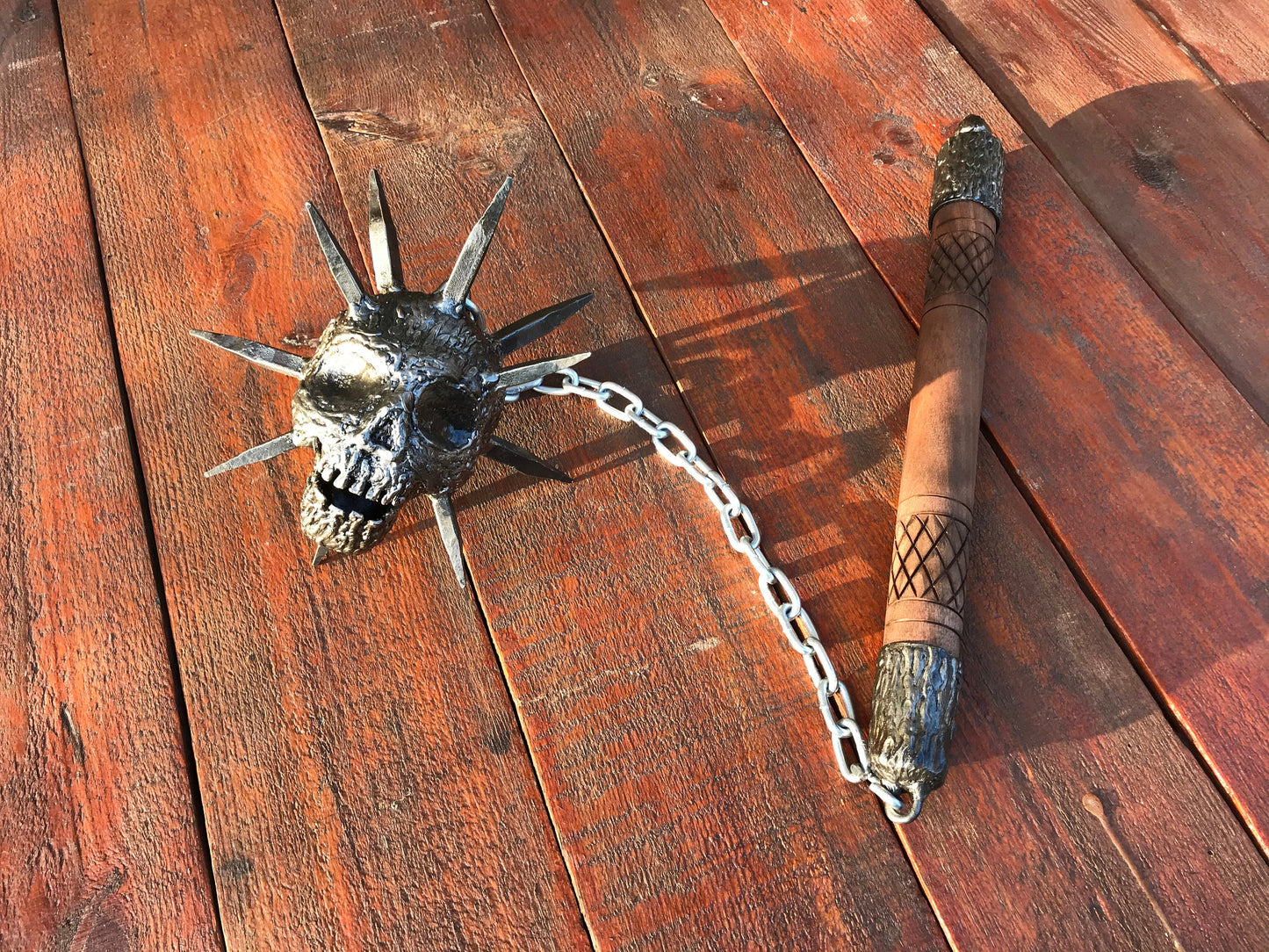 Mace, flail, chain flail, creepy, horror, death, Halloween, skull gift, mens gifts, gift for men, axe, military skull, skeleton, skull armor