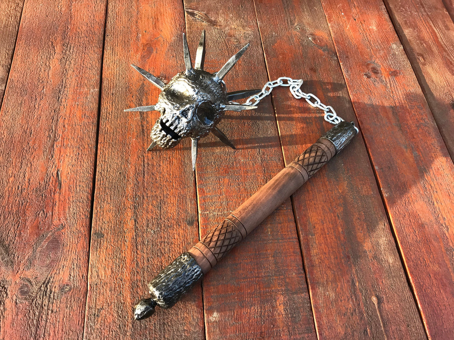 Mace, flail, chain flail, creepy, horror, death, Halloween, skull gift, mens gifts, gift for men, axe, military skull, skeleton, skull armor