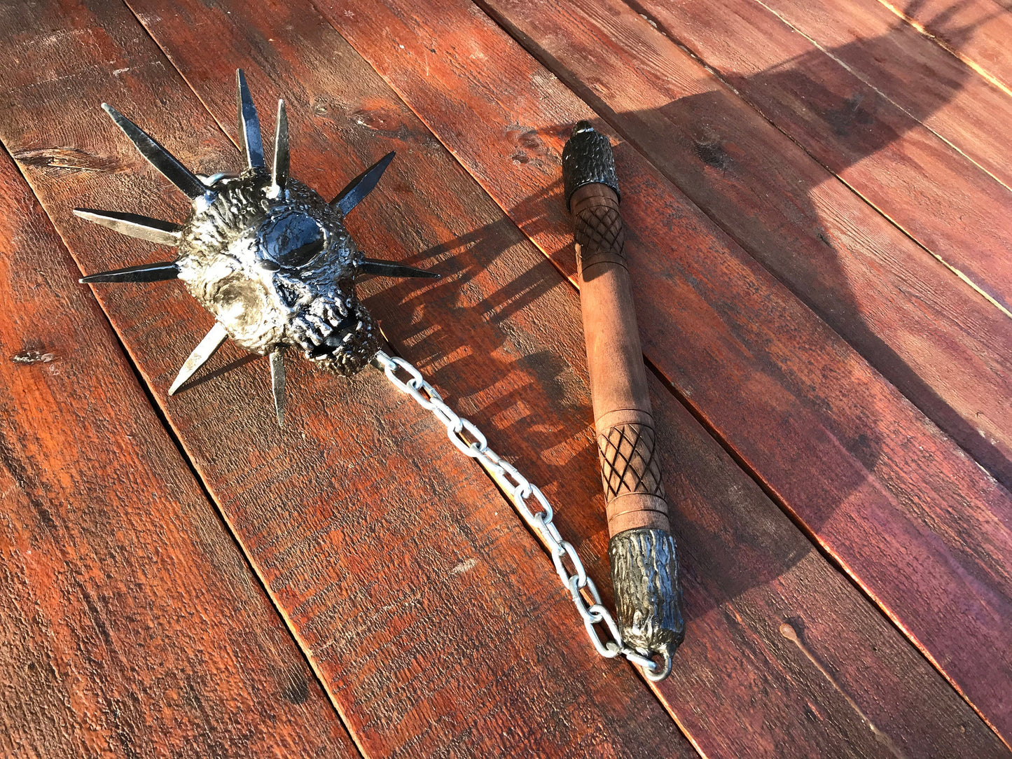 Mace, flail, chain flail, creepy, horror, death, Halloween, skull gift, mens gifts, gift for men, axe, military skull, skeleton, skull armor