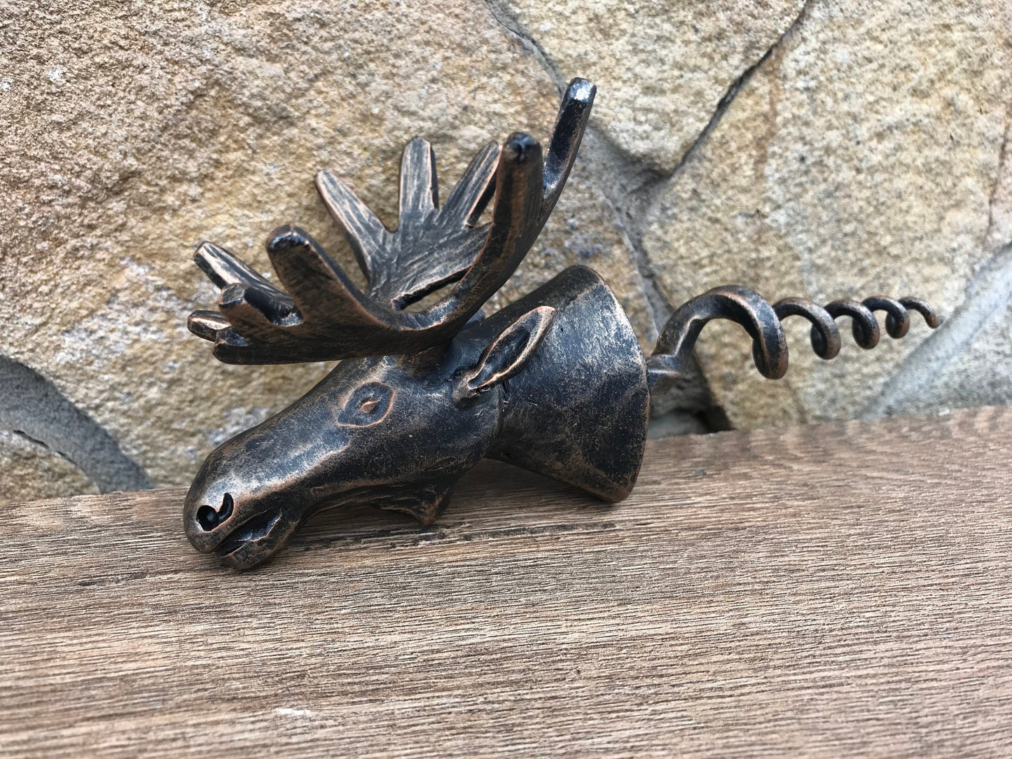 Corkscrew, bottle opener, cork screw, moose, antlers, moose decor, iron gift for him, wine lover gift, wine accessory, BBQ gift,kitchen gift