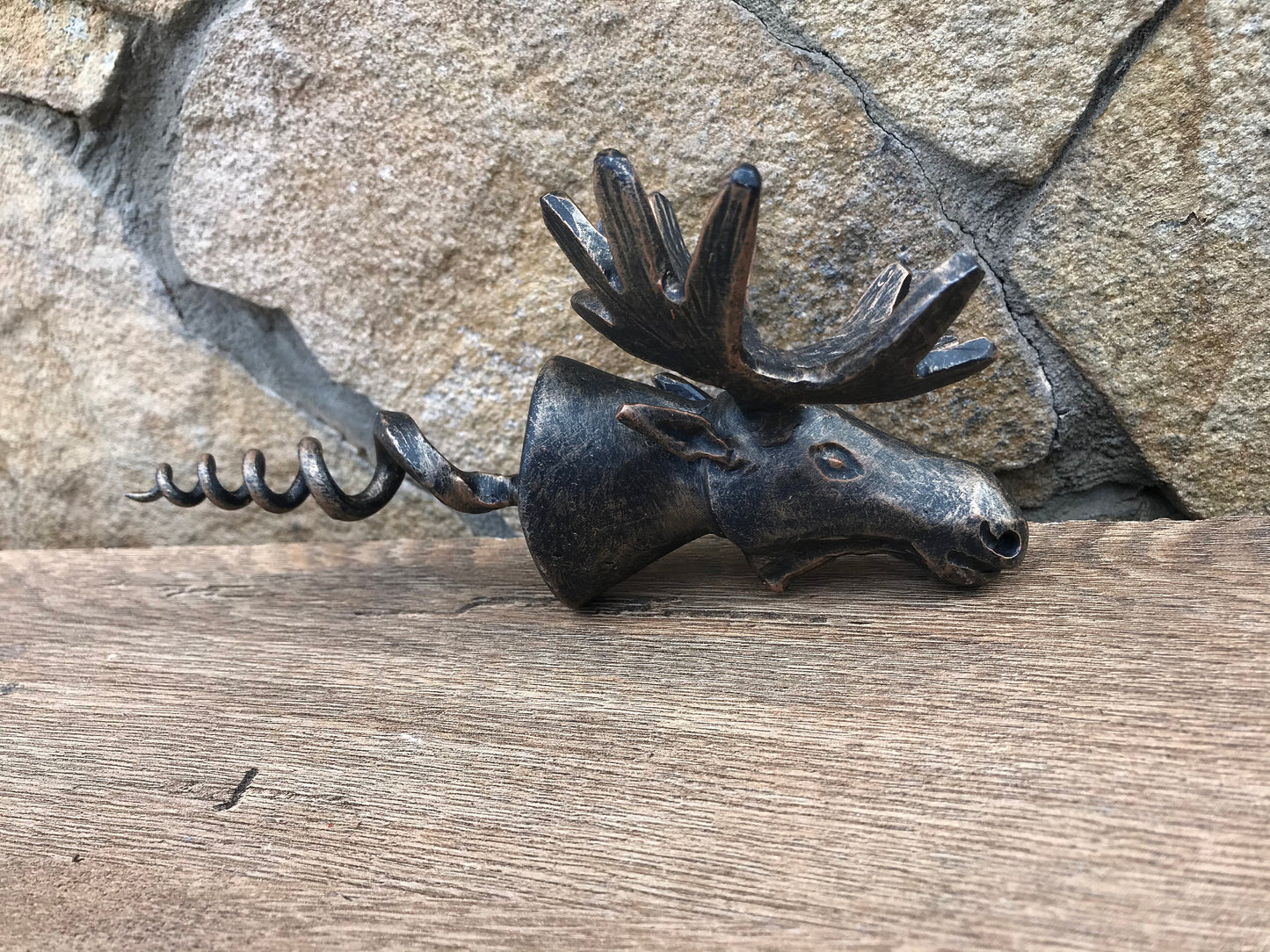 Corkscrew, cork screw, moose, antlers, moose decor, bottle opener, iron gift for him, wine lover gift, wine accessory, BBQ gift,kitchen gift
