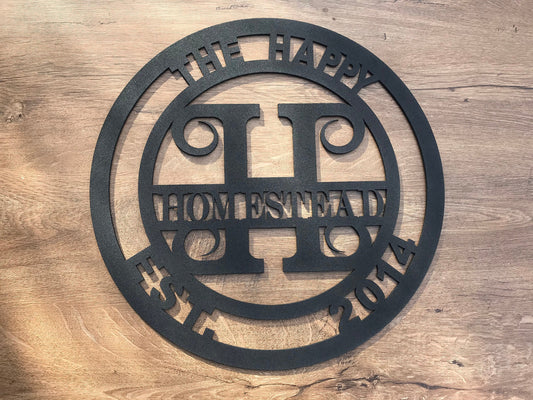 Monogram sign, name sign, family established, family monogram sign, door hanger, surname sign, door wreath, custom sign, last name, monogram