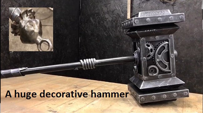 Steampunk hammer, industrial hammer, war hammer, hammer, horror, punk, biker, steampunk tools, recycled, steampunk gift, viking axe,axe,mace