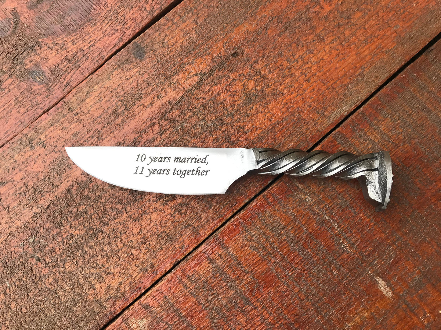 Steel anniversary, 11th anniversary, railroad spike knife,iron anniversary,11 year anniversary,dagger,steel gift for him,wedding anniversary