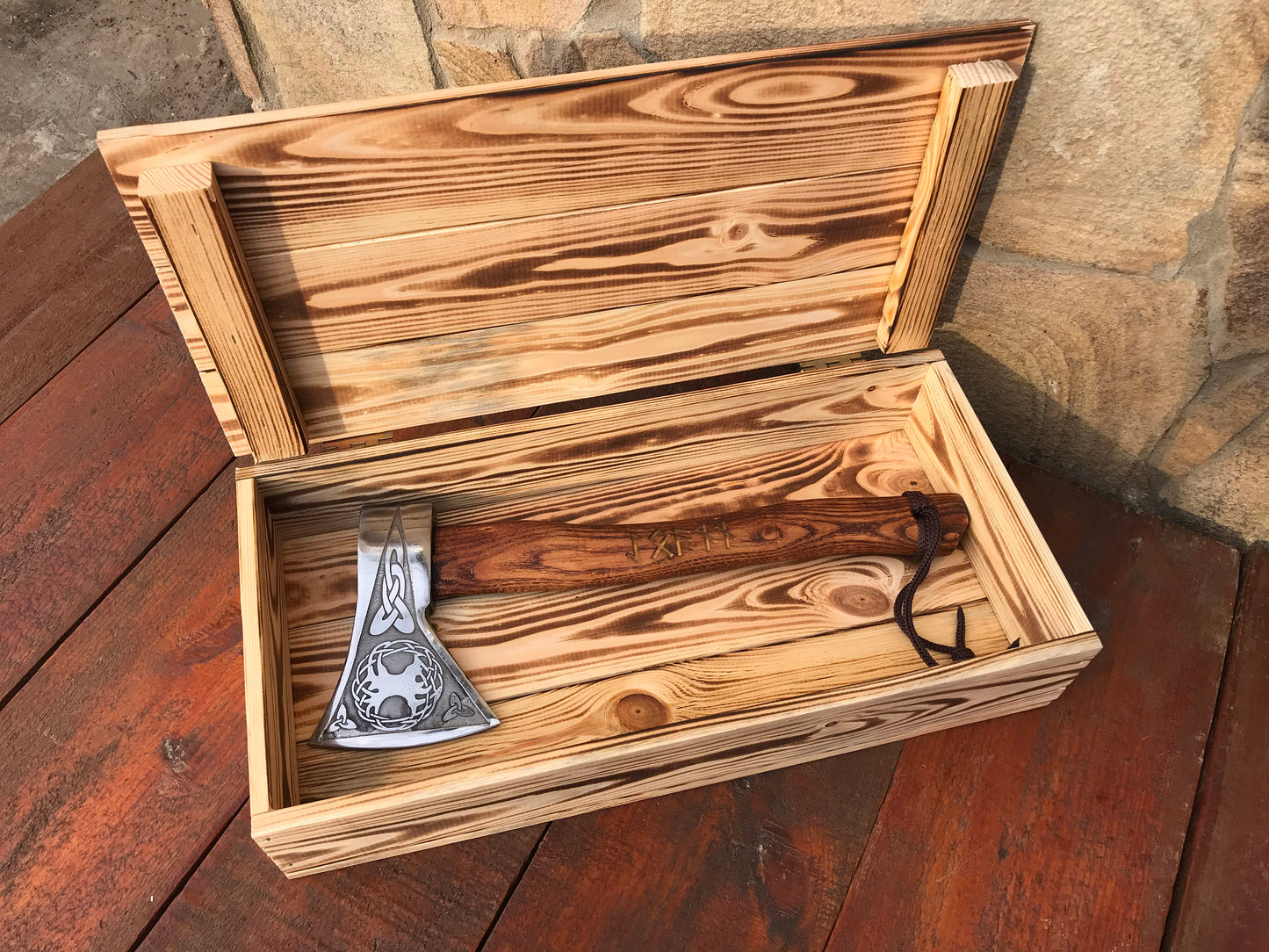 Runic gift, runic axe, mens gift, tree of life, viking axe, gift box, Celtic, hatchet, viking, wooden gift, handyman tool, groomsmen gift