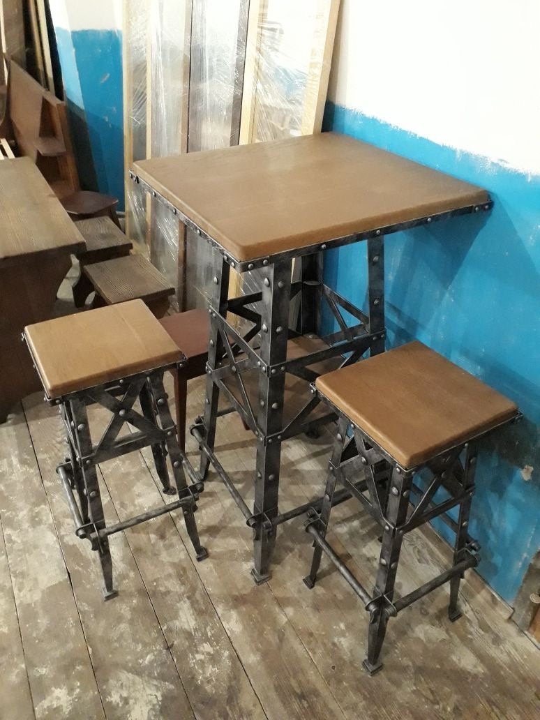 Bar furniture set, loft furniture, bar furniture, chair, table, stool, bar decor, restaurant decor, restaurant furniture, steampunk, loft