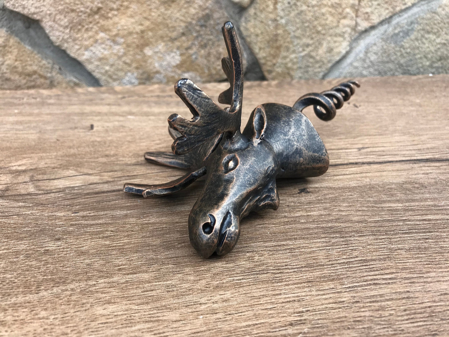 Corkscrew, bottle opener, cork screw, moose, antlers, moose decor, iron gift for him, wine lover gift, wine accessory, BBQ gift,kitchen gift