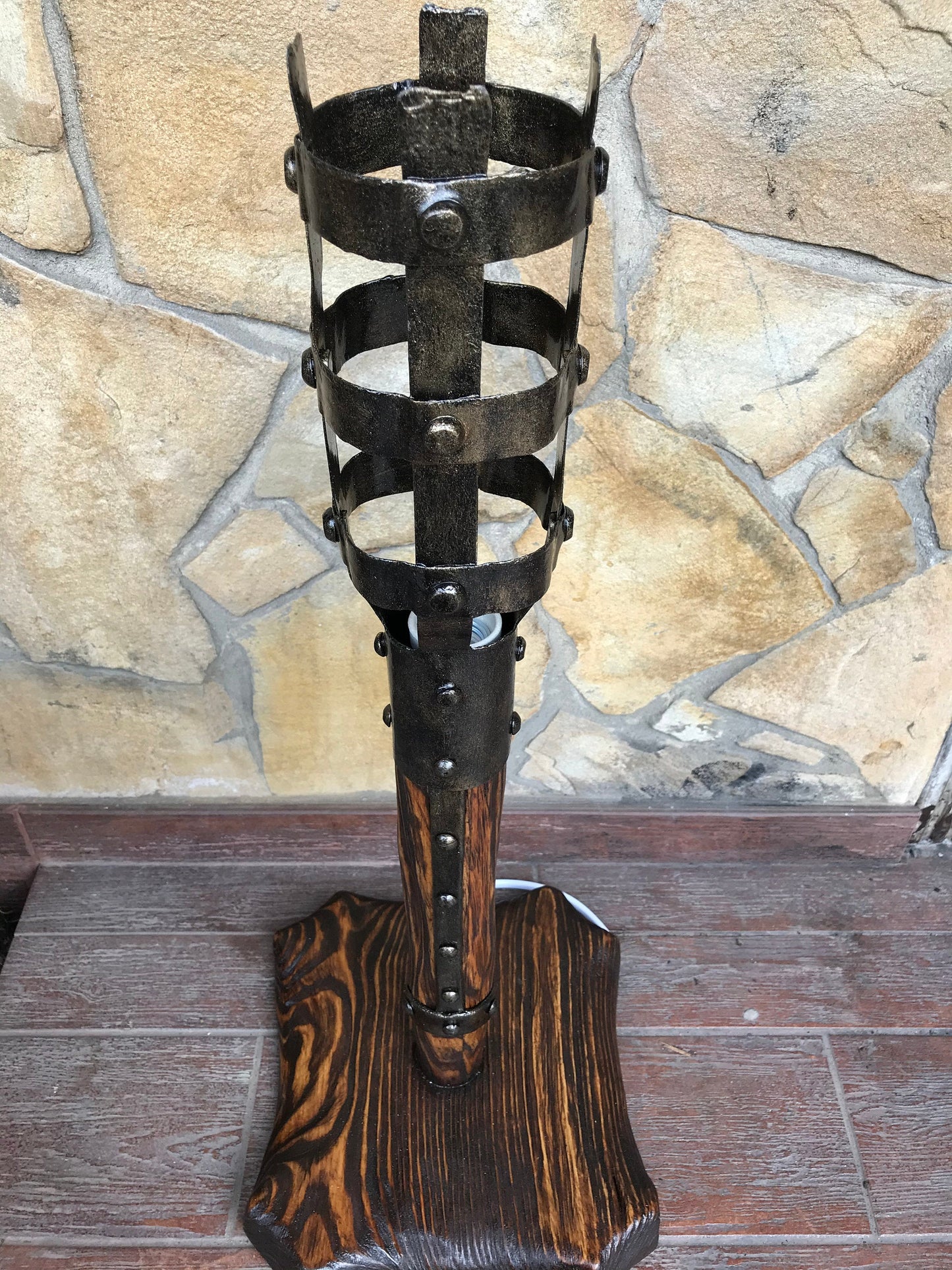 Viking lantern, viking torch, viking lamp, hand forged lamp, hand forged lantern, table lamp, medieval lamp, rustic lantern,medieval lantern
